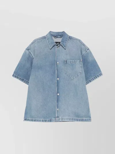 7 For All Mankind "mason Camp" Short Sleeves Shirt In Blue