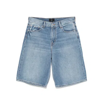 7 For All Mankind Mason Denim Shorts In Blue