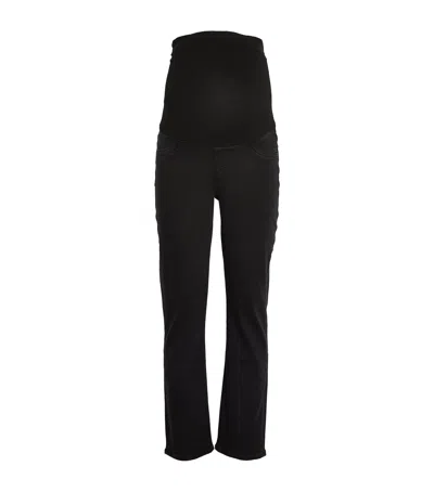 7 For All Mankind Maternity Straight Jeans In Black