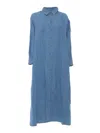 7 For All Mankind Long Denim Shirt Dress In Light Blue