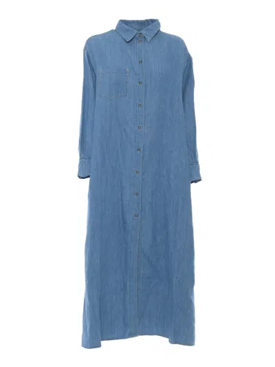 7 For All Mankind Maxi Shirt Dress With Button-down Front