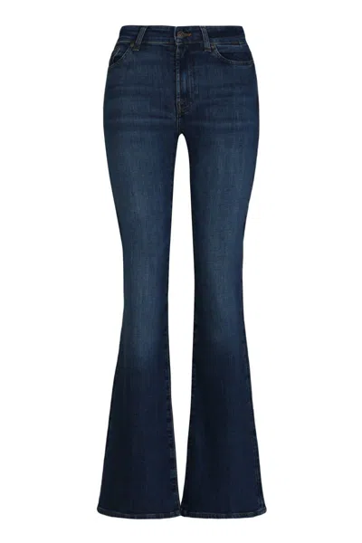 7 For All Mankind Medium Waist Bootcut Jeans In Blue