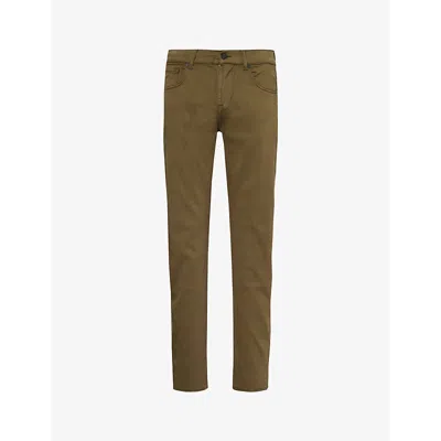 7 For All Mankind Mens Army Slimmy Tapered Tapered-leg Slim-fit Cotton-blend Trousers