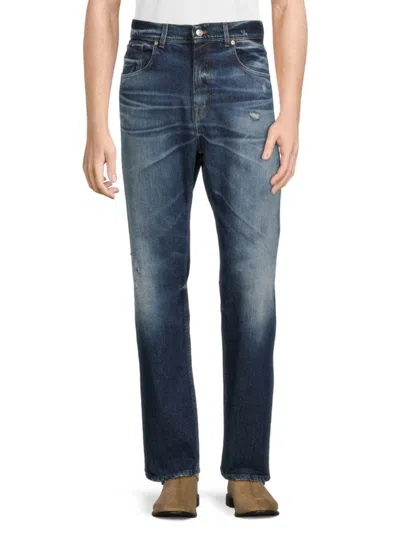 7 For All Mankind Men's Cooper Squiggle High Rise Straight Leg Jeans In Prime Blue