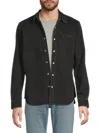 7 For All Mankind Long Sleeve Denim Shirt In Black