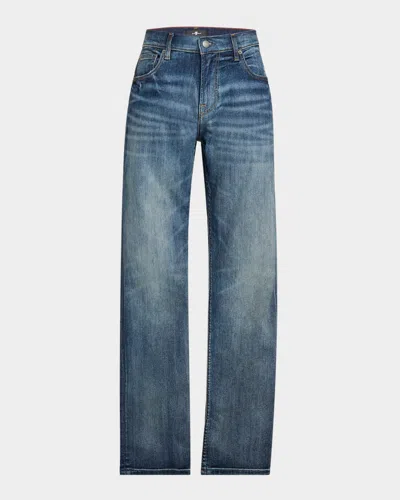 7 For All Mankind Men's Faded Straight-leg Jeans In Blue