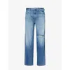 7 FOR ALL MANKIND 7 FOR ALL MANKIND MEN'S MID BLUE RYAN EXCLUSIVE DISTRESSED STRAIGHT-LEG STRETCH-DENIM JEANS