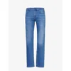 7 For All Mankind Mens Mid Blue Slimmy Luxe Straight-leg Mid-rise Stretch Denim-blend Jeans In Mid Blue