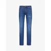 7 FOR ALL MANKIND 7 FOR ALL MANKIND MEN'S MID BLUE SLIMMY TAPERED TAPERED LOW-RISE STRETCH-DENIM JEANS