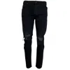 7 FOR ALL MANKIND MEN'S SKINNY PAXTYN DESTROYED JEANS IN BLACK DESTROY