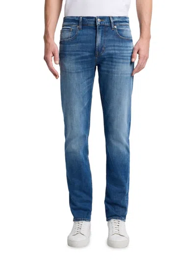 7 For All Mankind Men's Slimmy Mid-rise Slim-skinny Jeans In Blue