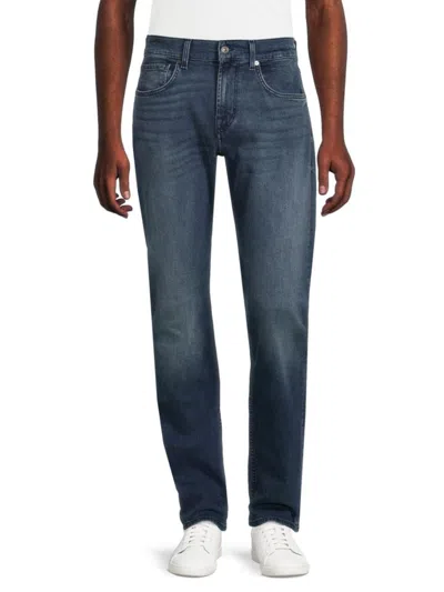 7 For All Mankind Men's Straight Squiggle High Rise Jeans In Atlantic
