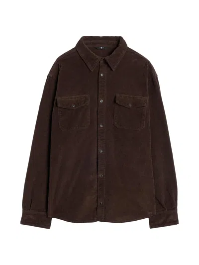 7 For All Mankind Men's Stretch-cotton Corduroy Button-front Shirt In Brown