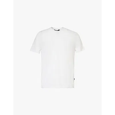7 For All Mankind Mens White Luxe Crew-neck Regular-fit Stretch-cotton T-shirt