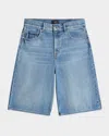 7 For All Mankind Denim Shorts With Belt Loops In Blue
