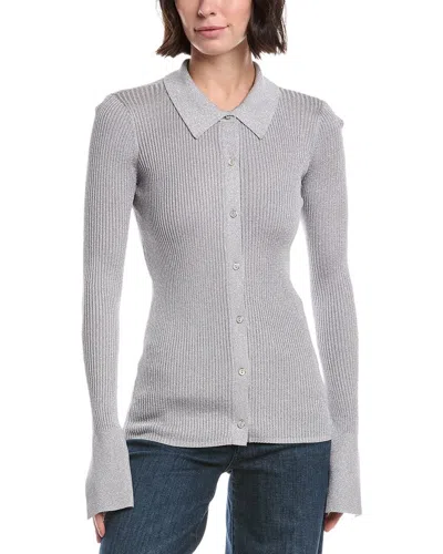7 For All Mankind Metallic Button-up Sweater In Gray