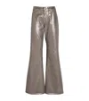 7 For All Mankind Metallic Spencer Flared Jeans In Silver