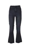 7 For All Mankind Mid-rise Black Jeans With Raw Flared Hem In Blue