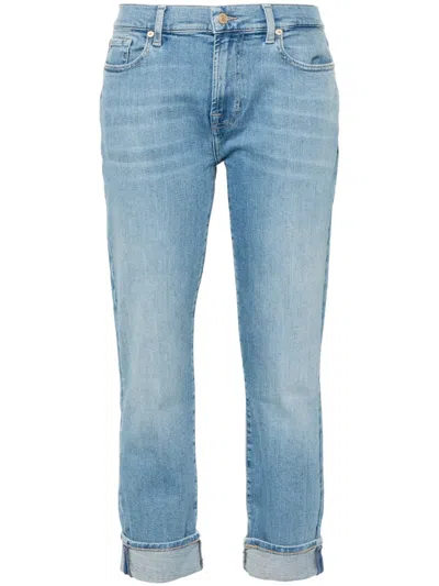 7 For All Mankind Mid-rise Boyfriend Jeans In Blue