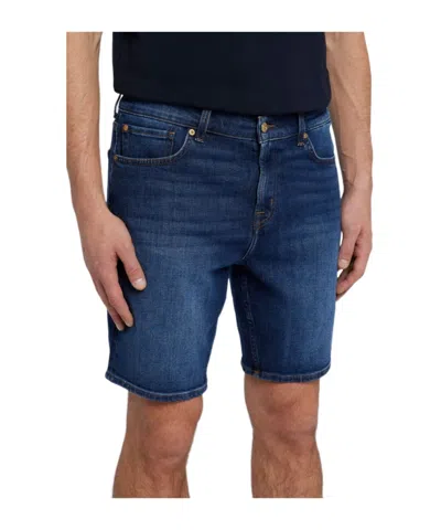 7 For All Mankind Mid-rise Denim Shorts In Blue