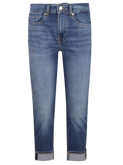 7 For All Mankind Mid-rise Skinny Cropped Denim Trousers In Blue