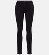 7 For All Mankind Mid-rise Skinny Jeans In Black