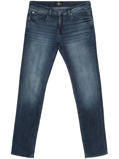 7 For All Mankind Mid-rise Slim-fit Jeans In Blue