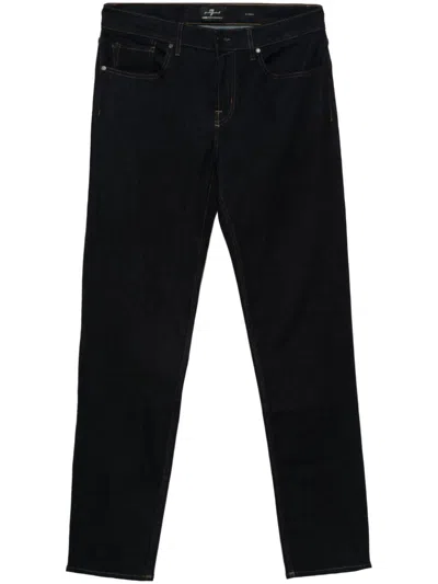 7 For All Mankind Mid-rise Slim-fit Jeans In Blue