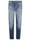 7 For All Mankind Mid-rise Slim-fit Stretch Denim Jeans With Tapered Hem In Blue