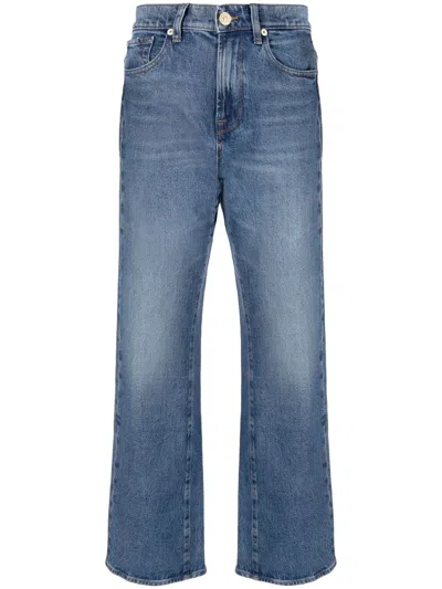 7 For All Mankind Mid-rise Straight-leg Jeans In Blau