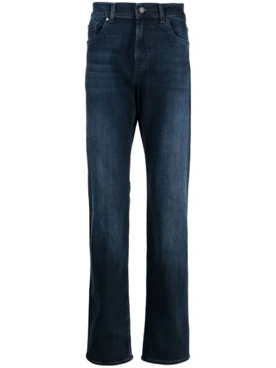 7 For All Mankind Mid-rise Straight-leg Jeans In Blau