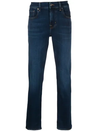 7 For All Mankind Mid-rise Tapered-leg Jeans In Blue