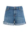 7 For All Mankind Mid Roll Denim Shorts In Blue