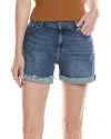 7 For All Mankind Womens Frayed Mid-roll Denim Shorts Sea