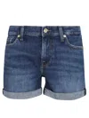 7 For All Mankind Mid Roll Shorts Sea Star In Dark Blue