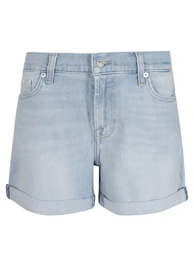7 For All Mankind Mid Roll Shorts Soul In Light Blue