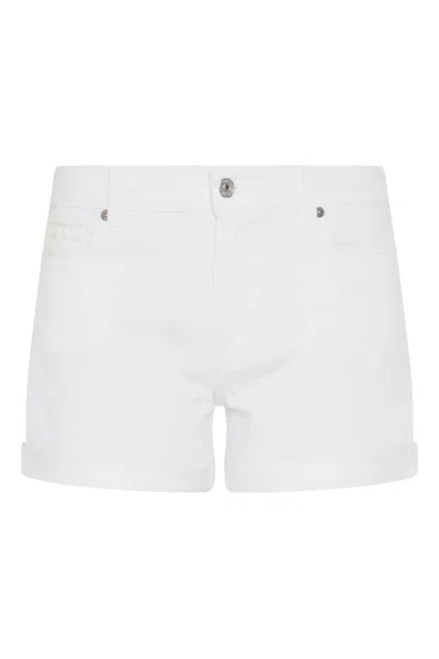 7 For All Mankind Mid Roll Shorts In White