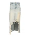 7 For All Mankind Mid Skirt Peaches With Destroyed Hem In Light Blue