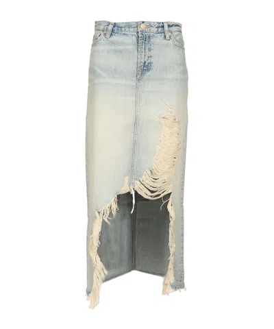 7 FOR ALL MANKIND MID SKIRT PEACHES WITH DESTROYED HEM