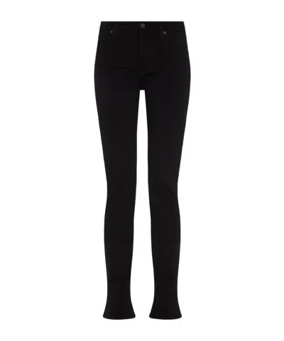 7 For All Mankind Mid-waist Skinny Jeans In Black