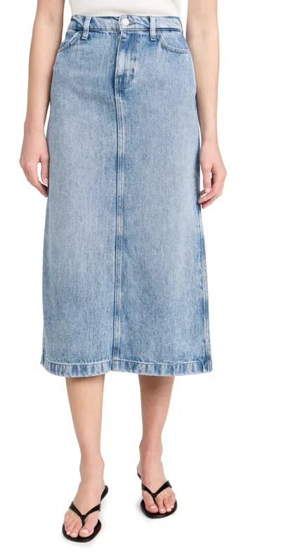 7 For All Mankind Abyss Denim Midi Skirt In Blue
