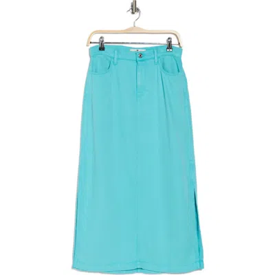 7 For All Mankind Midi Denim Skirt In Aqua