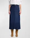 7 For All Mankind Denim Midi Skirt In Multi