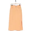 7 For All Mankind Midi Denim Skirt In Peach