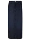 7 For All Mankind Stormy Midi Skirt In Dark Blue