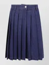 7 For All Mankind Midi Skirt With Pleats And Buttons In Blue