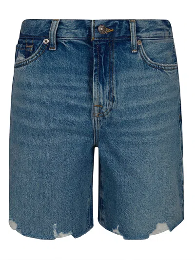 7 For All Mankind Mid-rise Relaxed Fit Shorts In Blue
