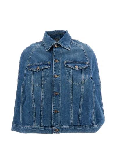 7 For All Mankind Midtown Denim Cape-style Jacket In Blue