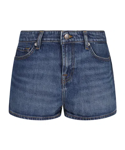 7 For All Mankind Mini Denim Short In Blue