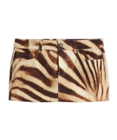 7 For All Mankind Mini Skirt In Canvas In Multi